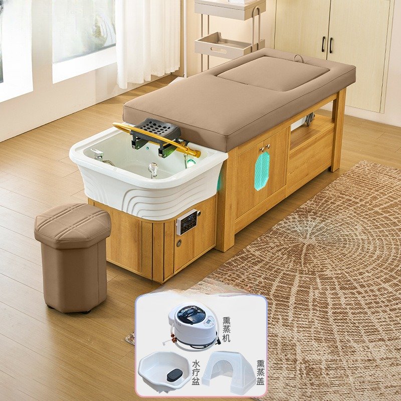 سرير مساج خشب طبيعي مع حوض سيراميك وخزانة — صورة 16